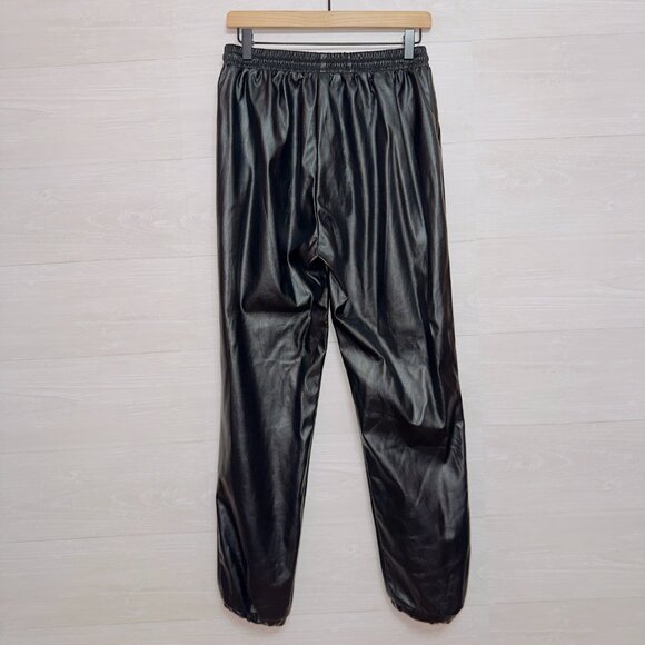 Missguided NWT Faux Leather Jogger Pants Black High Waist Pull On Elastic Cuff 8 - Picture 5 of 7